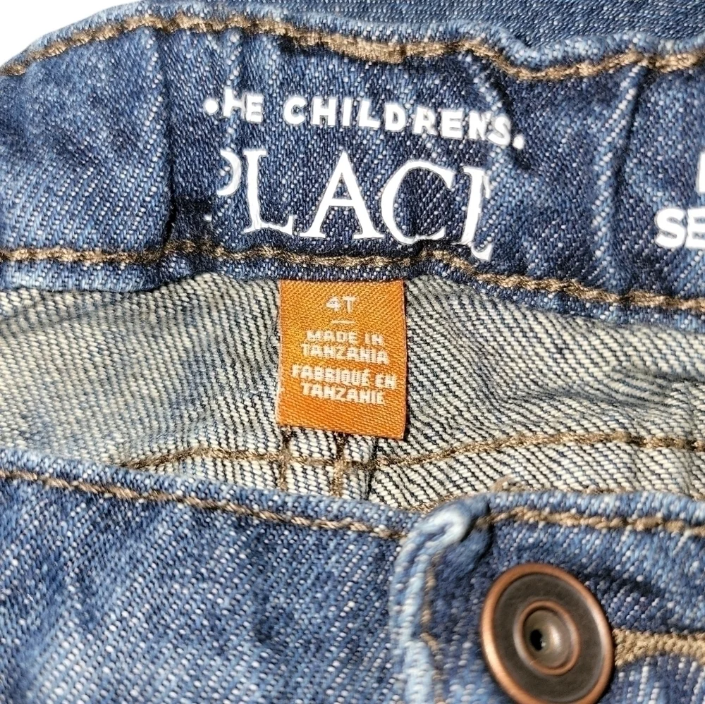 The children’s place size 4T blue jeans snap button, adjustable waist